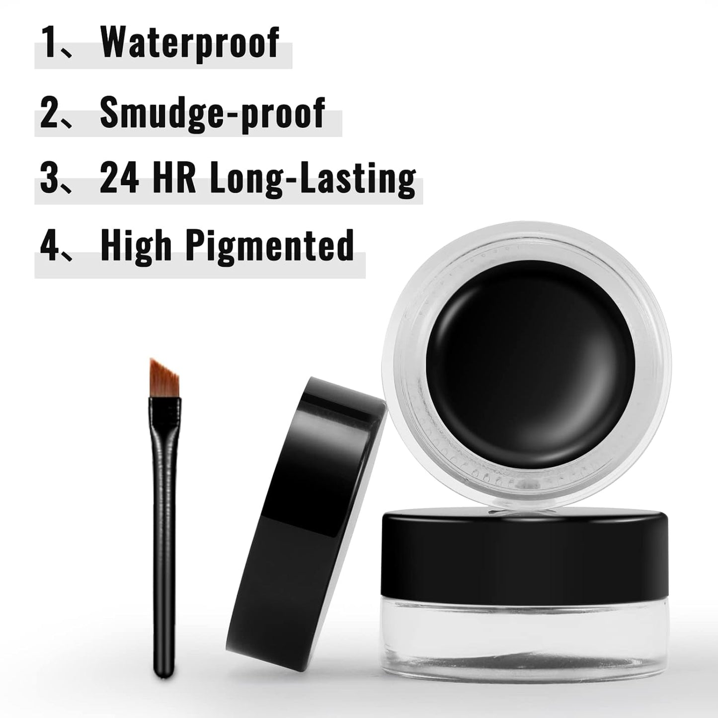Erinde Gel Cream Eyeliner, High-Intensity Pigments, Smudge-Proof, Waterproof Long Lasting, Eyeshadow Primer with 2PCS Eyeliner Brushes, 10# Water Blue