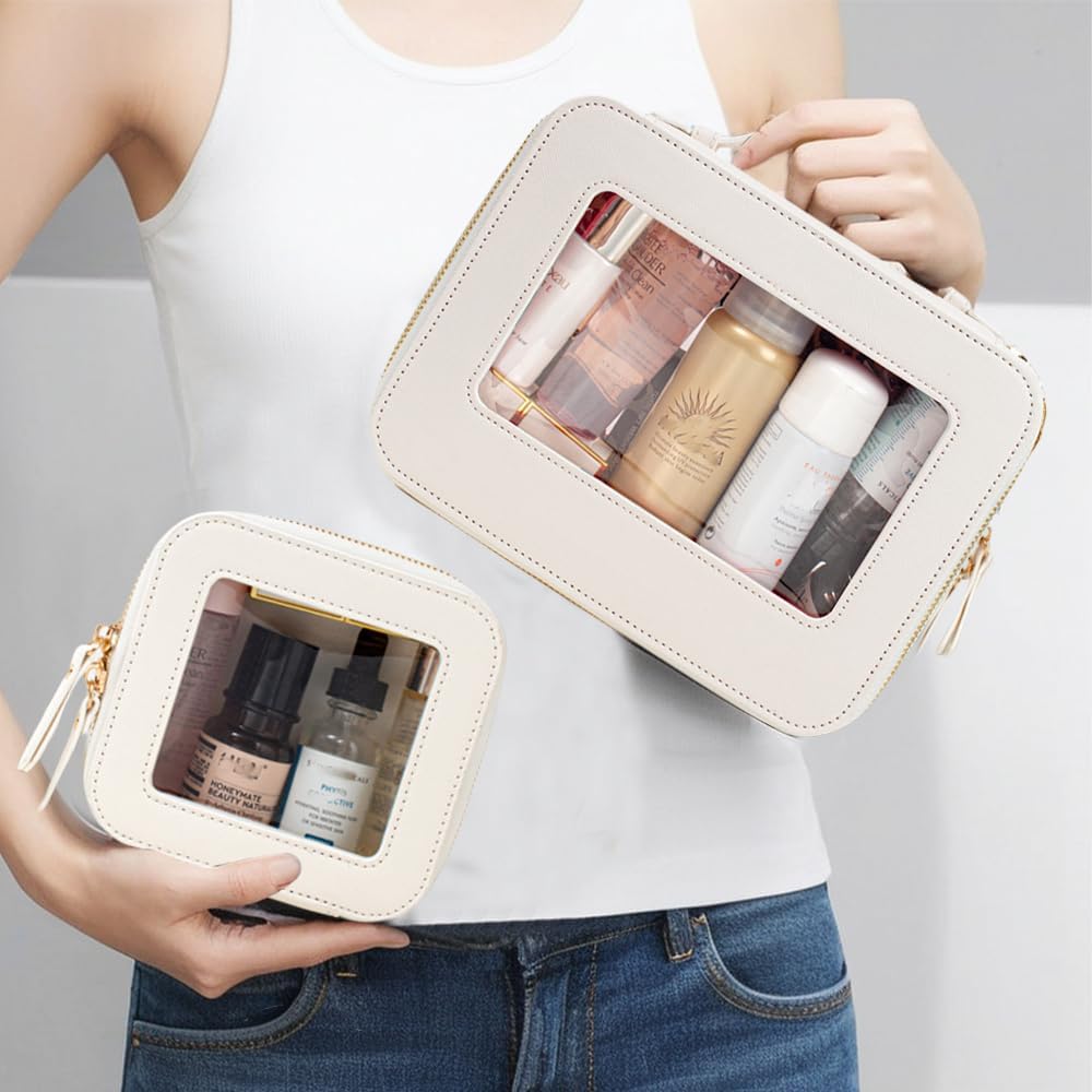 Clear Makeup Bag Small, TSA Approved Portable Toiletry Bag with Zipper Cosmetic Travel Bag Makeup Organizer Case Mini Makeup Pouch for Purse Car Organizer Bag for Women Men