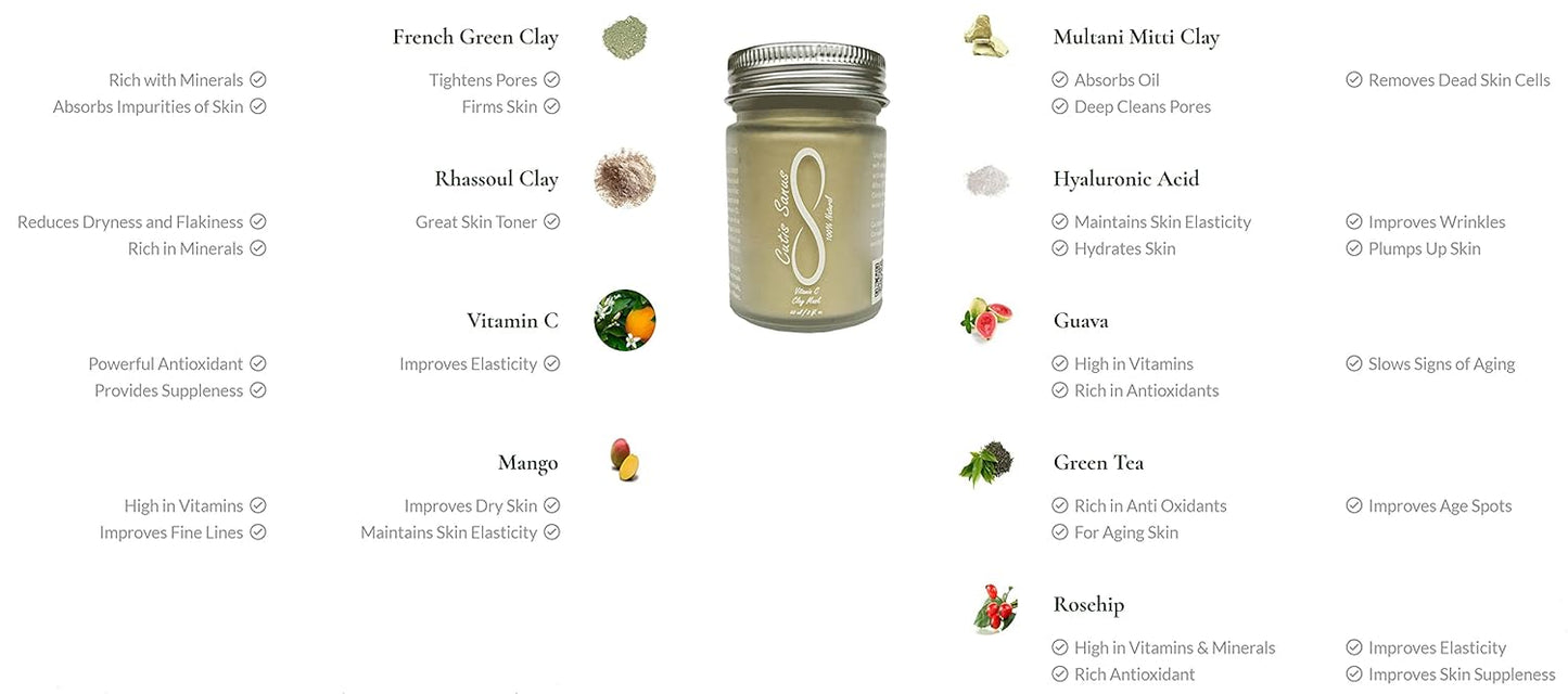 100% Natural Vitamin C Clay Exfoliating Face Mask 60g All Clay & No Water …