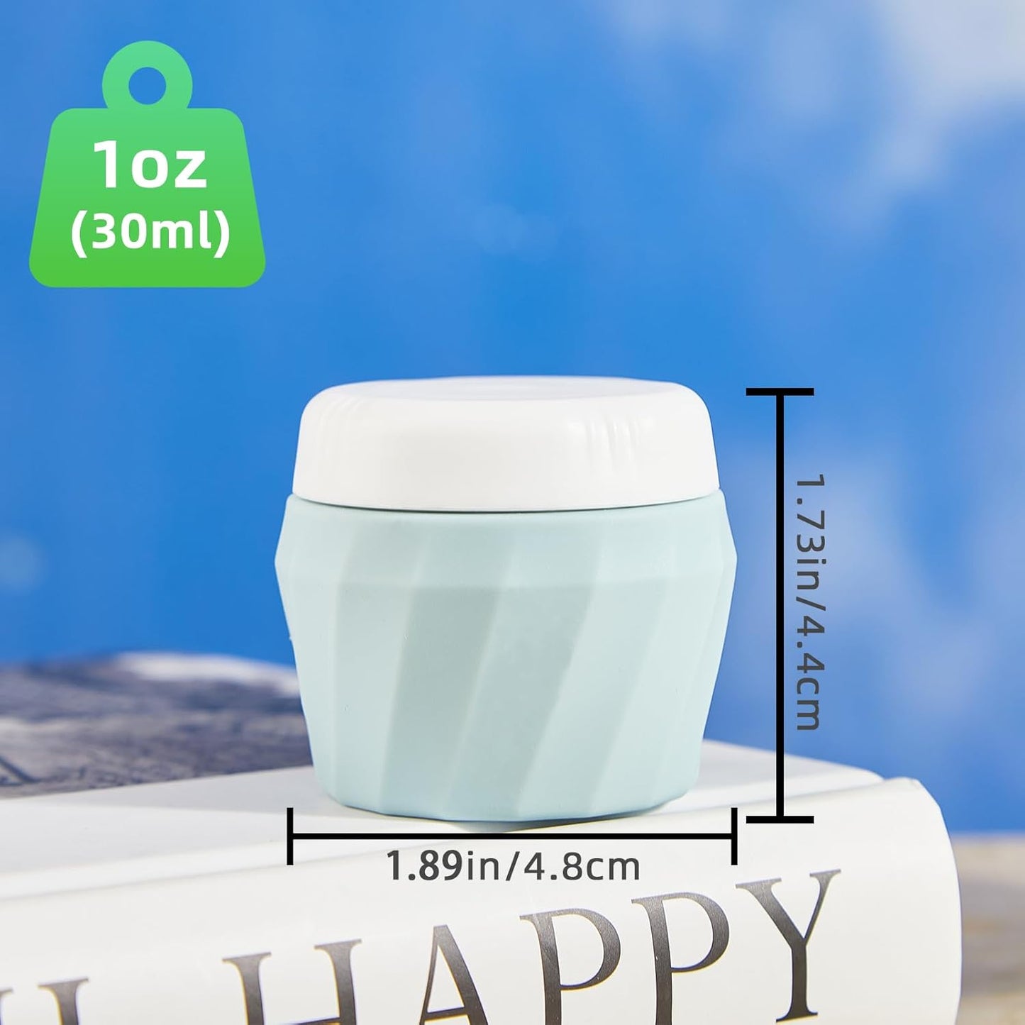 Travel Containers for Toiletries, Premium Cosmetic Silicone Cream Jars, TSA Approved Leak-Proof Refillable Travel Size Toiletries with Clear Bag for Cosmetic Face Body Cream (Gray)