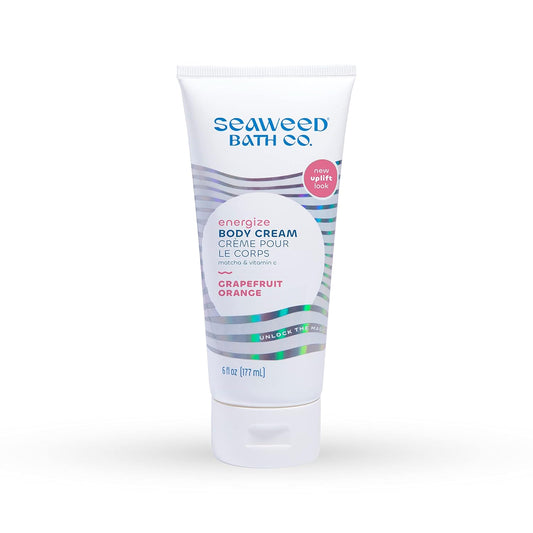 Seaweed Bath Co. Energize Body Cream - Grapefruit Orange | Hand and Body Lotion with Vitamin C, Hyaluronic Acid and Shea Butter | Invigorating Moisturizer For Dry Skin | 6 oz