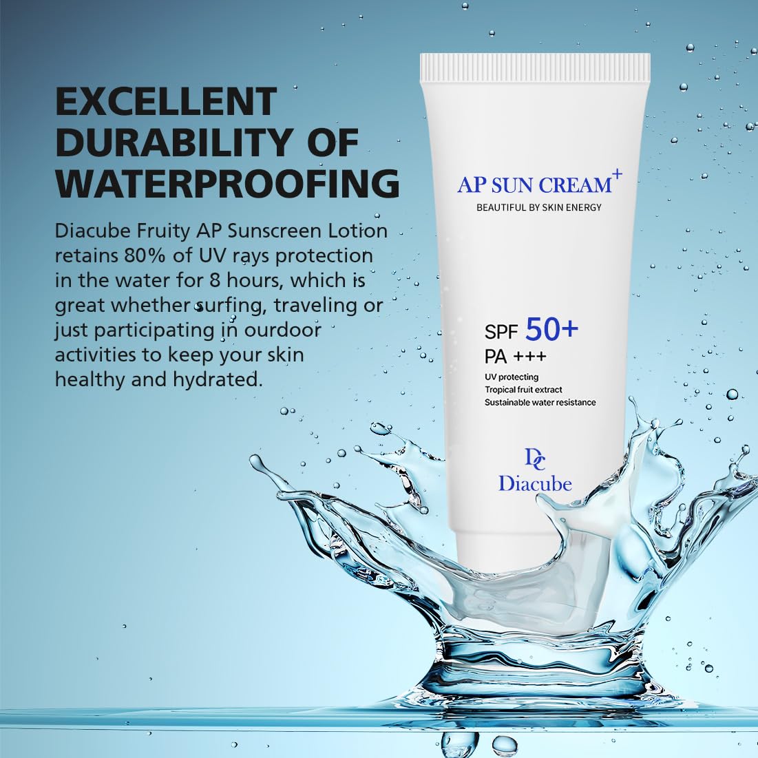 AP Fruity Waterproof Daily Sunscreen 2.03 Fl Oz SPF 50+ PA+++ | Strong UV Protection | Slightly Tone Up | Silky Semi-Matte Finish | Sweat-Resistant | Korean Skincare