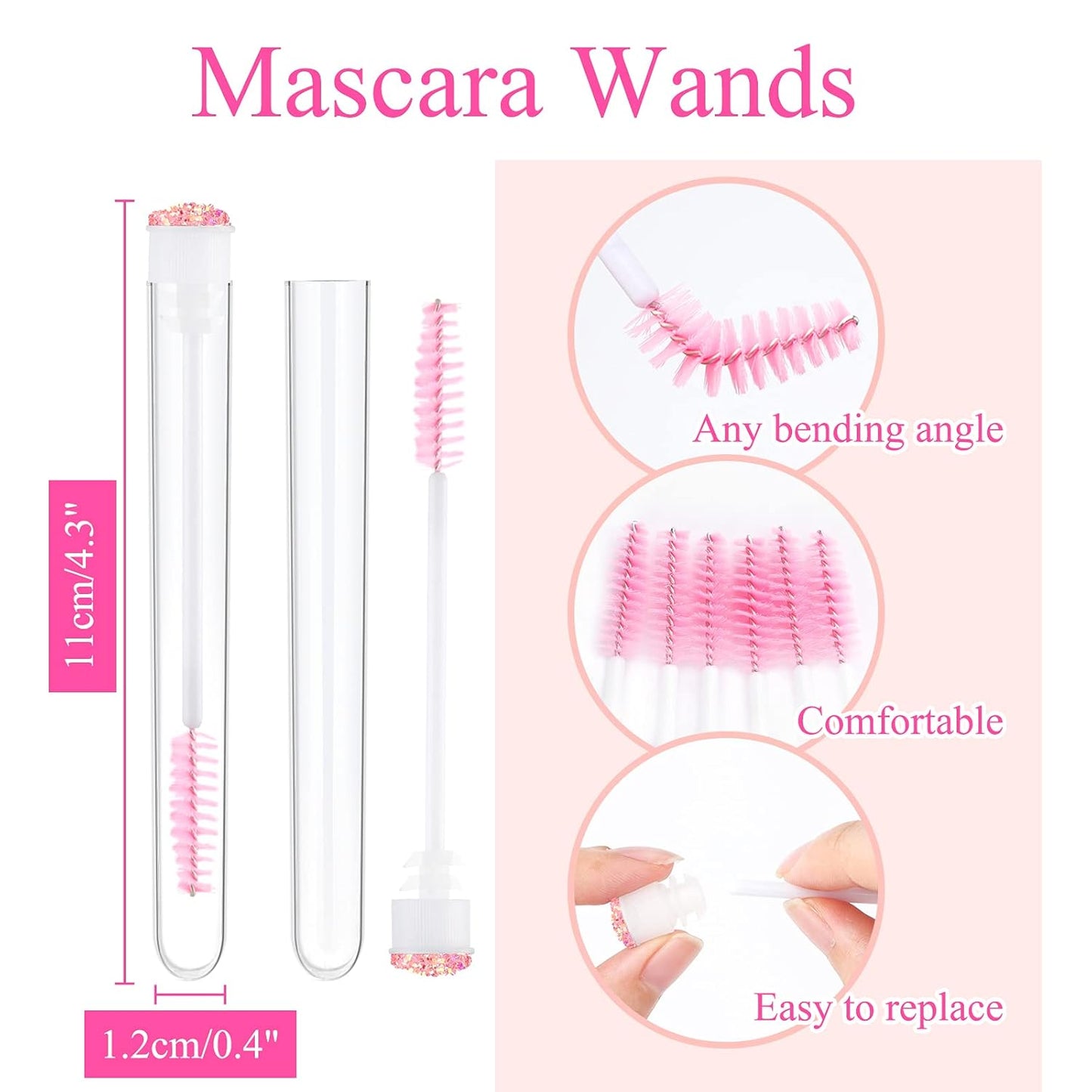 20pcs Eyelash brush Lash Wand Makeup tool Eyelash Extension supplies Cleaning brush Diamond Mascara star l pink