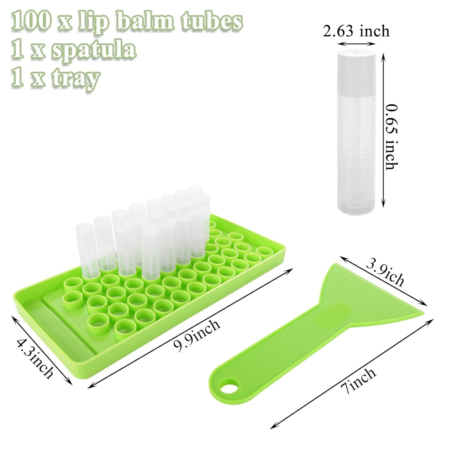 100Pcs Lip Balm Tubes 5g/5ml Empty Chapstick Tubes with Filling Tray And Spatula, Lipsticks Filling Tubes Plastic DIY Lip Balm Kit Clear Lip Balm Containers with Caps for Women Girl DIY Make Up Gift