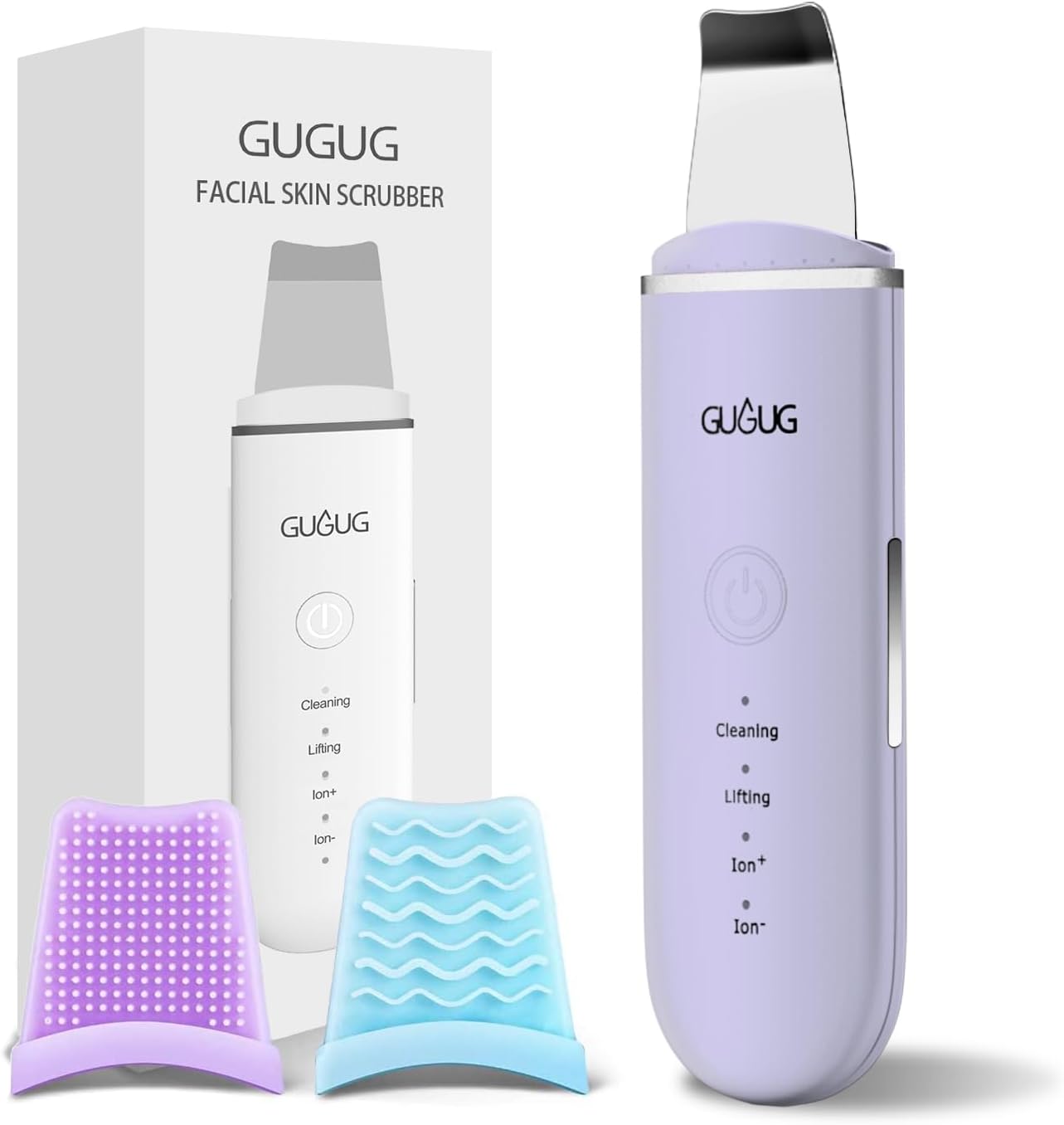 GUGUG Skin Scrubber Face Spatula Skin Spatula Pore Cleaner Blackhead Remover Tools for Facial Deep Cleansing-4 Modes, Purple