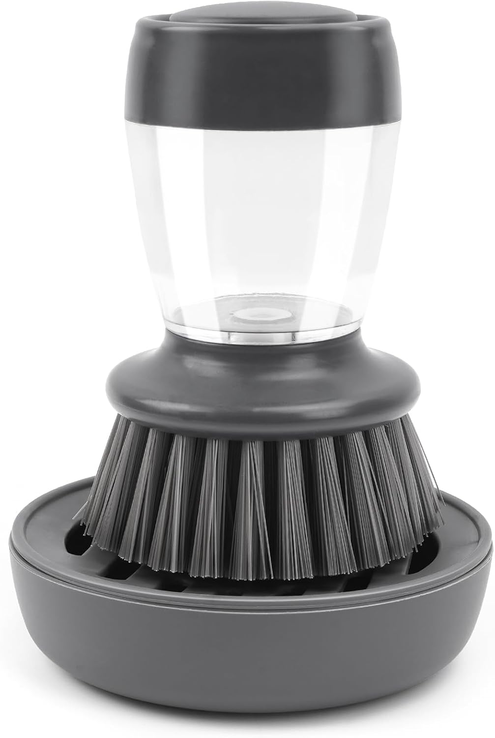 Palm Dish Brush with Soap Draining Tray Dispenser Kitchen Scrub Brush for Kitchen Dishes Pots Pans Sink Cleaning