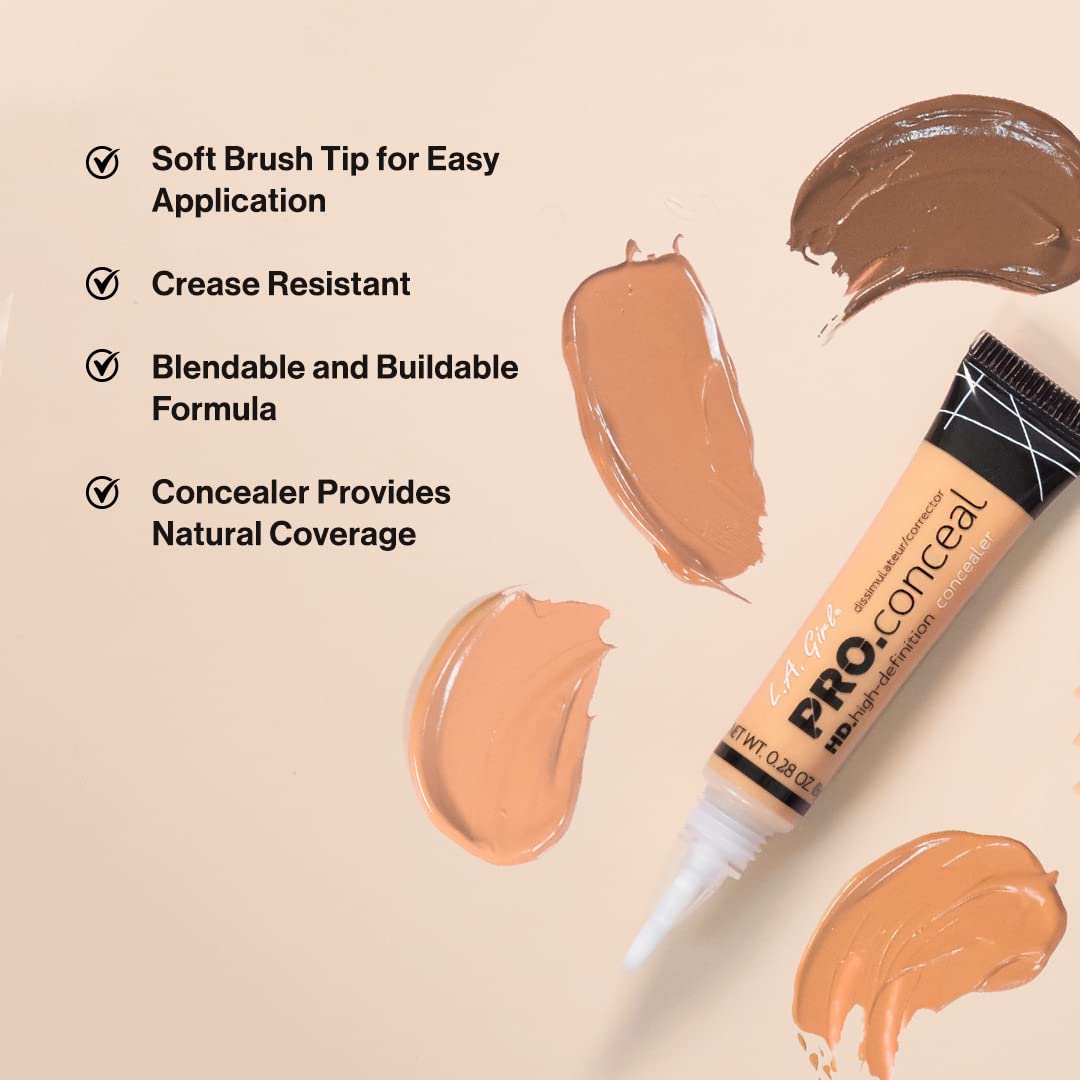 L.A. Girl Pro Conceal HD Concealer, Medium Bisque, 0.28 Ounce