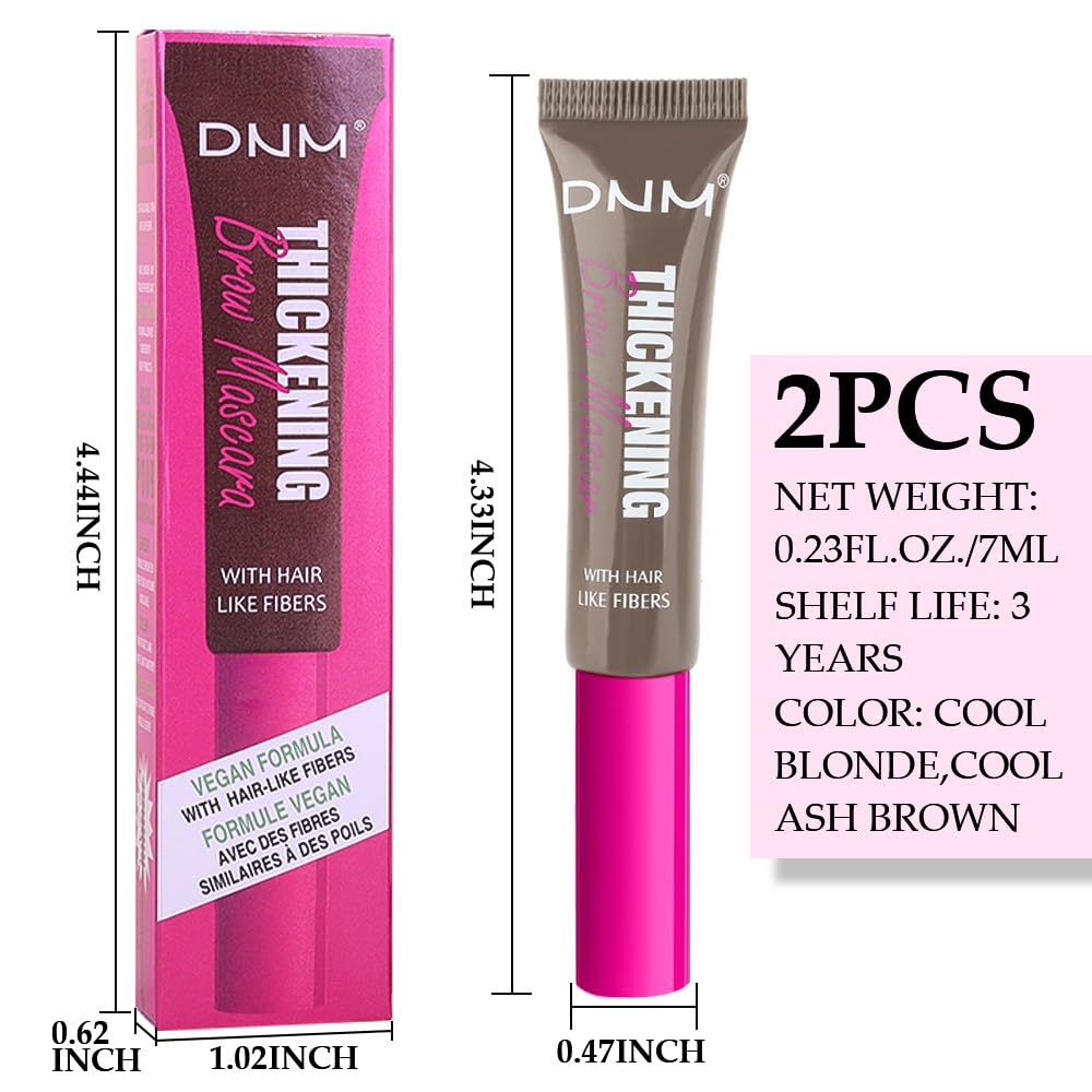 Tinted Thickening Brow Mascara,Brow Fast Sculpt,Waterproof, Transfer-proof, Brush to Fill in Eyebrows and Cover Gray Hairs - Cruelty Free (2pcs 02 Cool Blonde &05 Cool Ash Brown)