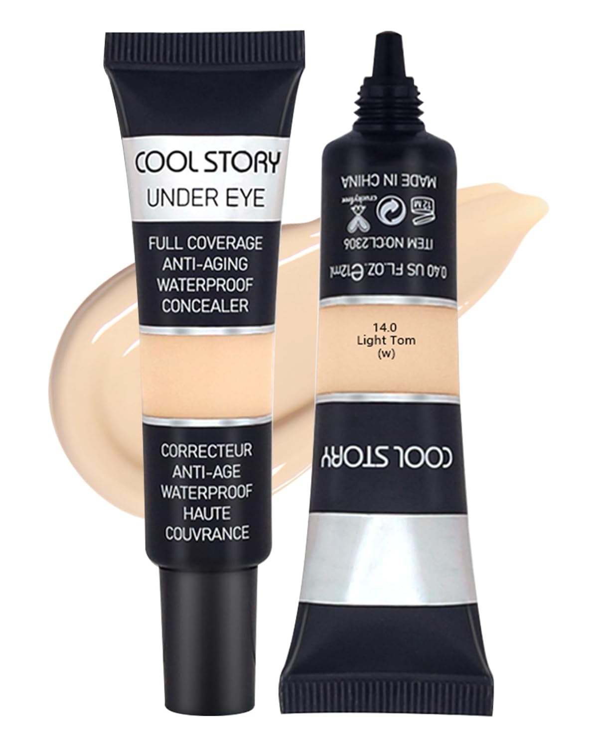 2 PCS Under Eye Concealer Full Coverage, Waterproof Color Correcting Concealer All Day Coverage Dark Circles, Puffiness, Redness, Lightweight Cream Foundation Brightener, Natural Matte Finish, light W