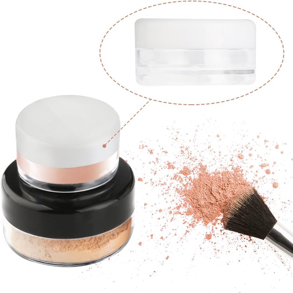 Accmor 15 Pieces Empty Clear Plastic Sample Containers with Lids 10/15/ 20 Gram Size Cosmetic Pots Jars with 5 Pieces Mini Spatulas