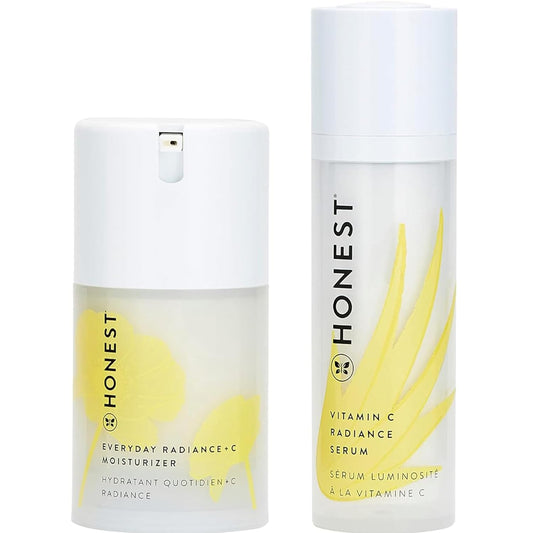 Honest Beauty Get Glowing Bundle | Vitamin C Radiance Brightening Serum + Everyday Moisturizer | Improves Skin Tone | Vitamin C + Pearl | EWG Verified + Cruelty Free | 1 fl oz, 1.7 fl oz