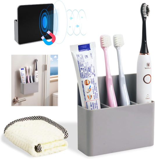 Cruise Essentials 2025 – Magnetic Toothbrush Holder for Wall Mount, Compact Bathroom Organizer for Small Spaces, Cruise Travel Accessories for Alaska/Caribbean Cruise Must Have