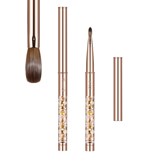Acrylic Nail Brush Size #2,KEMEISI 100% Pure Kolinsky Nail Art Brushes Sturdy Handle Oval Shaped Acrylic Powder Nail Design Tools for Professional Manicure DIY Home Salon (Gold)
