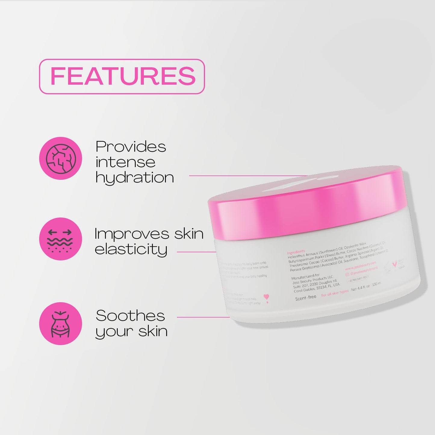 JESS BEAUTY | Twin Momma Belly Balm Lotion Coconut Oil & Avocado Oil | Skin Care Maternity Postpartum Essentials 4.4 fl oz