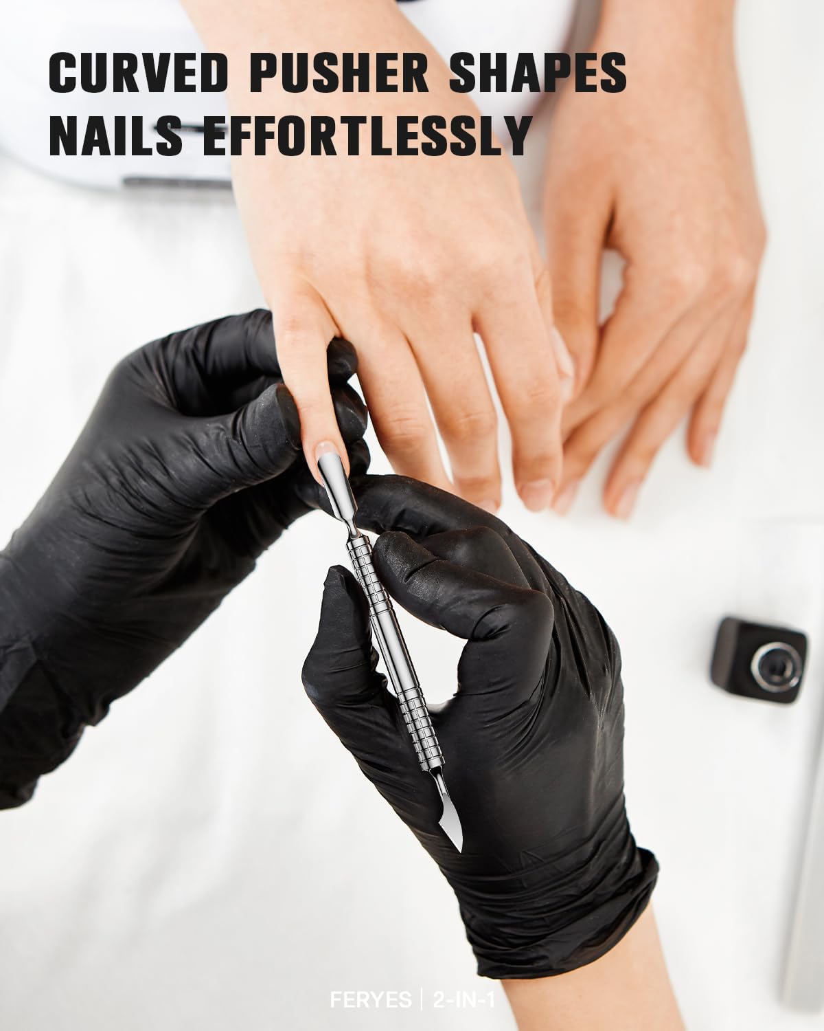 2025 Upgraded Dual Head Cuticle Pusher Remover Tool - Curved & Chisel Edge Stainless Steel, Ergonomic Non-Slip Handle for Professional Salon & Home Manicure Nail