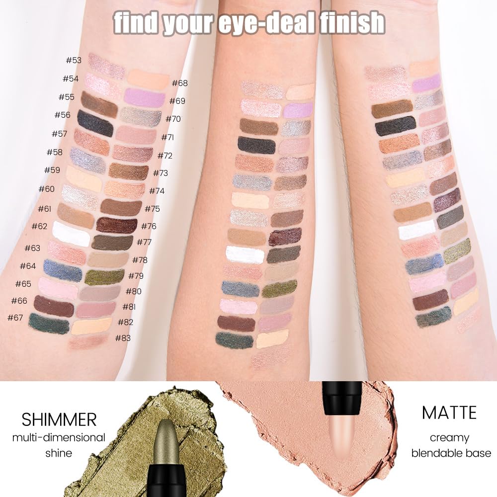 Kaely 8Pcs Cream Eye Shadow Sticks Set, Matte Shimmer Eyeliner Pencil Eyeshadow Palette Makeup, Eye Highlighter Brightener Stick for Older Women Waterproof Pigmented, sombras para ojos, New-11