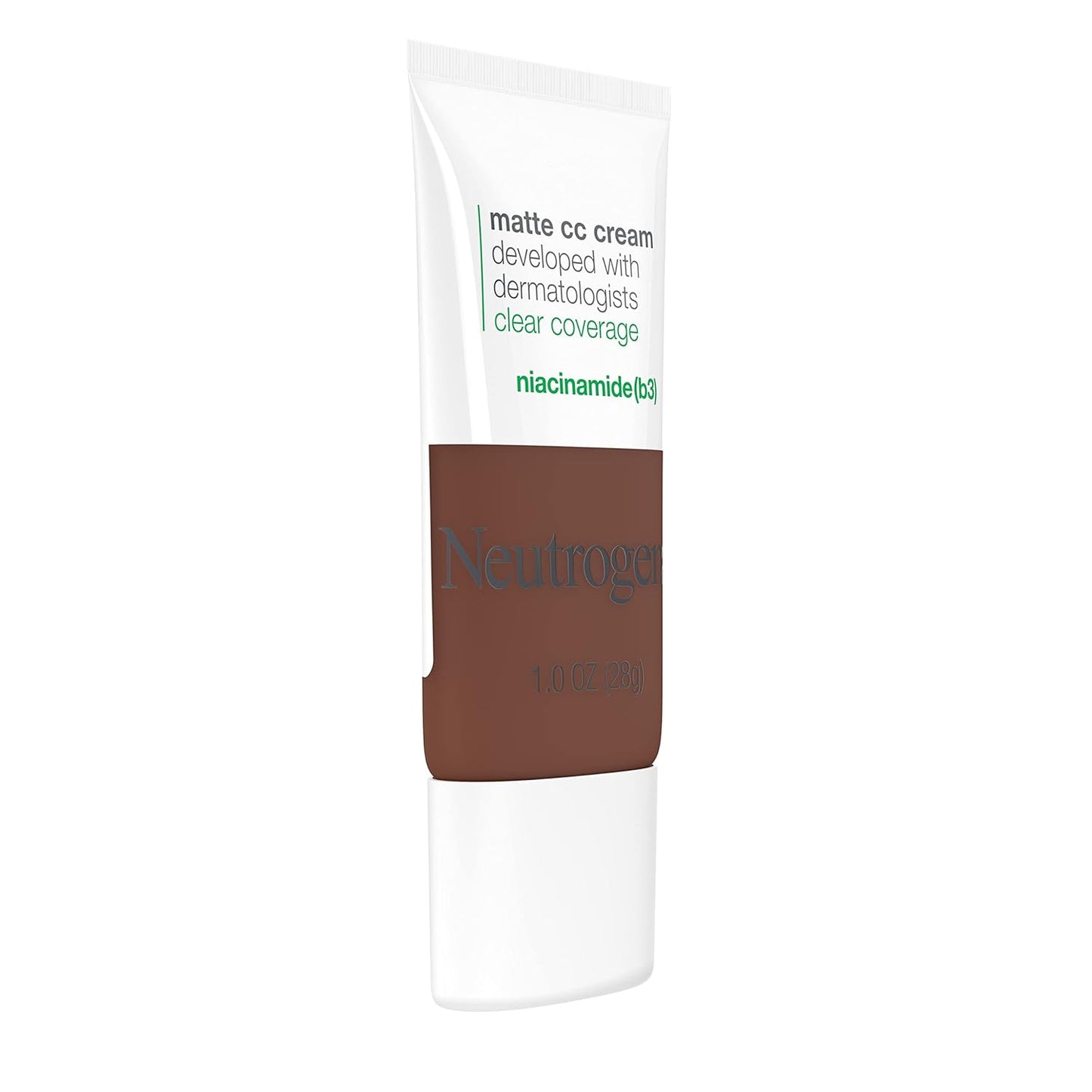 Neutrogena Clear Coverage Flawless Matte CC Cream, Full-Coverage Color Correcting Cream Face Makeup with Niacinamide (b3), Hypoallergenic, Oil Free & Fragrance Free, Umber, 1 oz