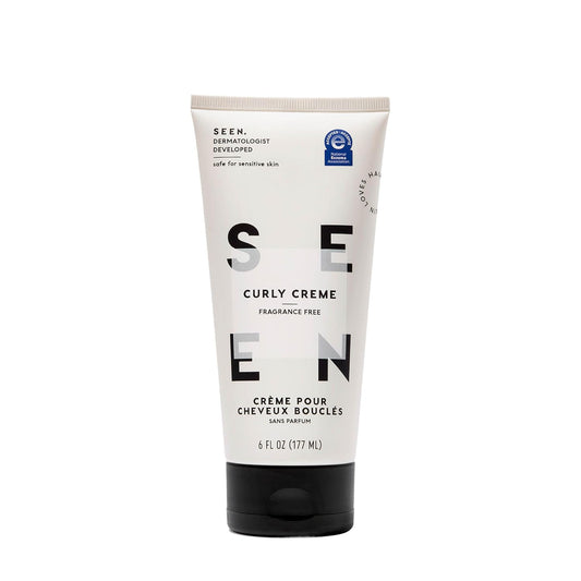 SEEN Curly Creme, Fragrance Free - Non-Comedogenic & Sulfate Free Curl Defining Styling Hair Cream- Anti Frizz- Heat Protectant- Safe for Sensitive Skin
