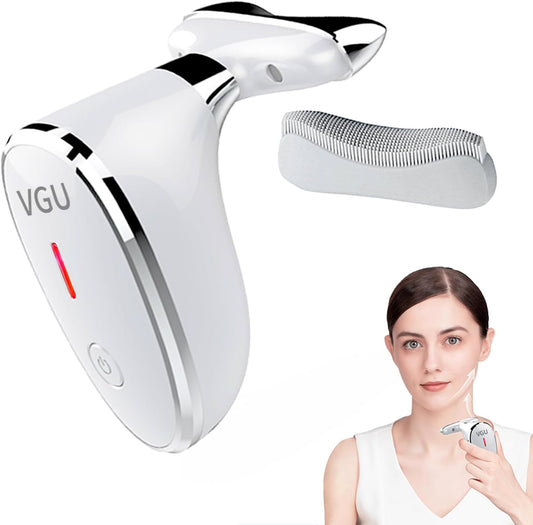 Face Massager, Facial Neck Care Tool with Vibrating Heating Mode, Portable Handheld Gift White