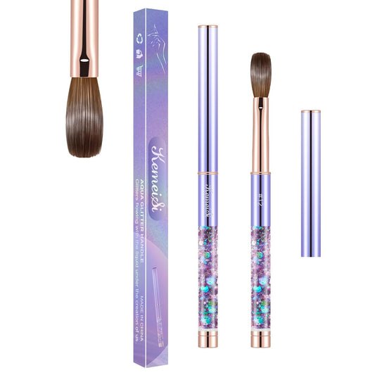 Acrylic Nail Brush Size #12, KEMEISI 100% Pure Kolinsky Nail Art Brushes Sturdy Handle Oval Shaped Acrylic Powder Nail Design Tools for Professional Manicure DIY Home Salon (Purple)