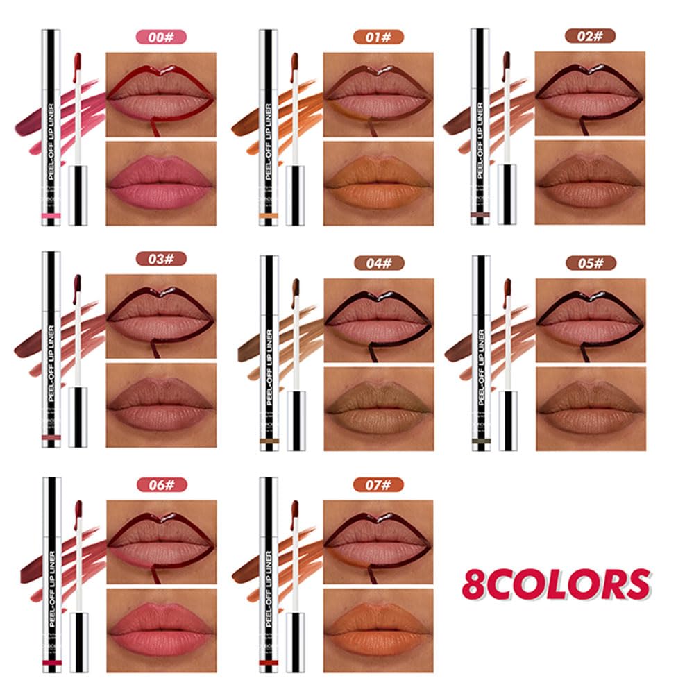 2 Pcs Matte Liquid Lip Stain Peel Off Lip Liner, Long Lasting Lip Tattoo, Waterproof & Transfer-Proof Lip Liner Peel Off Lip Gloss for All Skin Types. 0.12 fl oz #02+#03
