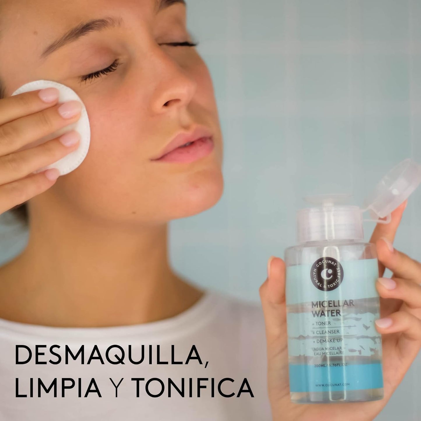 COCUNAT | Micellar Water 3-in-1 | Cleans, Tones and Removes Make-Up | Made with Aloe Vera & Lavender | All Skin Types | Silicone-Free & Paraben-Free | 200 ml