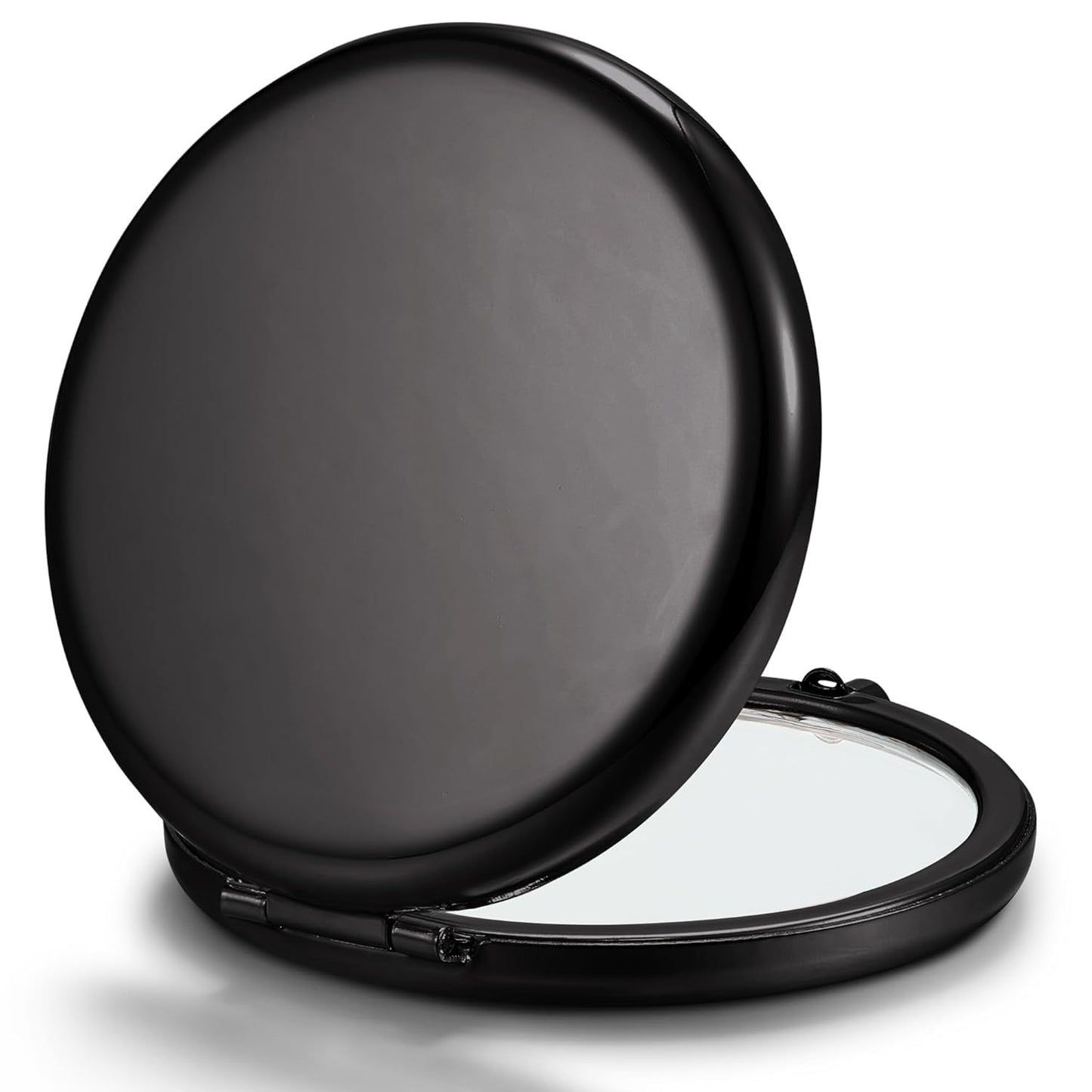Compact Mirror Bulk, Pack of 6 Double-Sided 1X/2X Magnifying Metal Makeup Mirrors(Round, Onyx Black)
