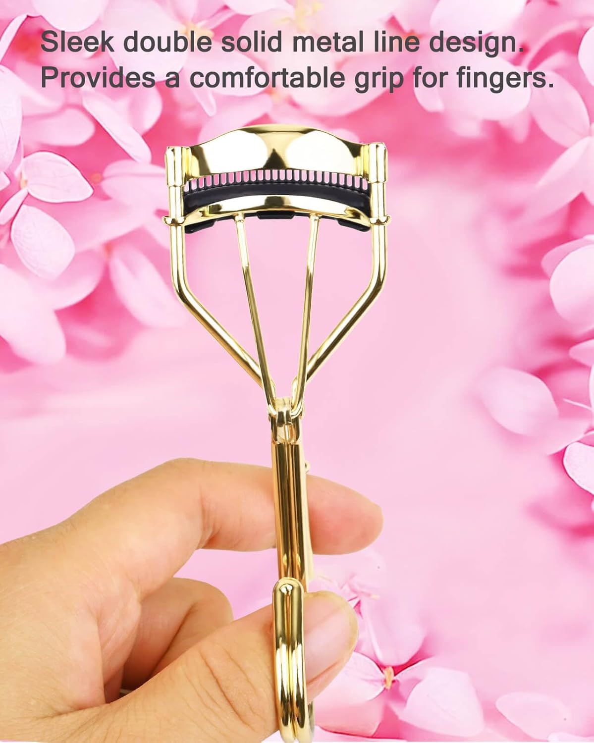 Eyelash Curlers with Comb IMMER LIEBEN Fashion Cute Eye Lash Curler with 3 Combs, 3 Refill, 10 Seconds for Long-Lasting Curl Gold