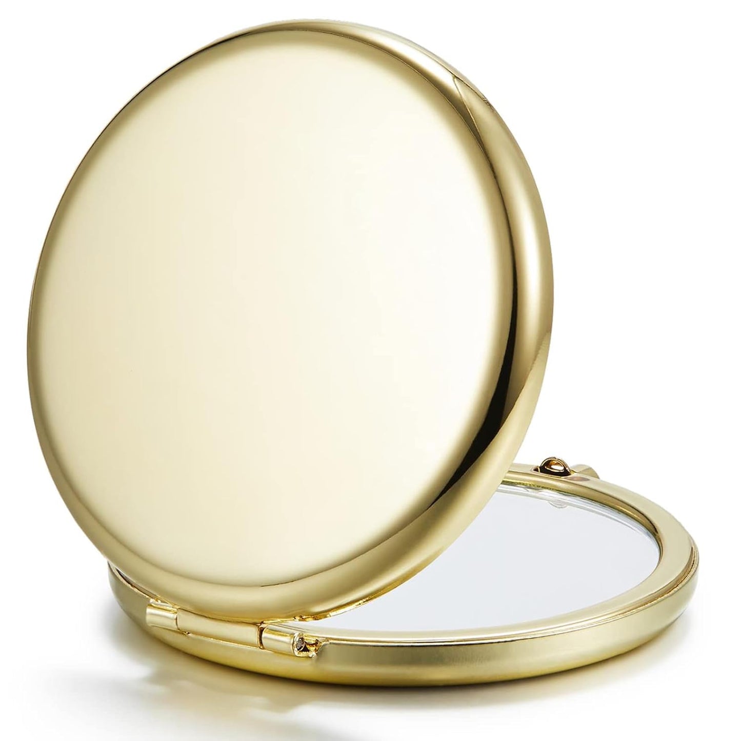 Compact Mirror Bulk, Set of 2 Double-Sided 1X/2X Magnifying Purse Pocket Makeup Mirrors(Round, Gold)
