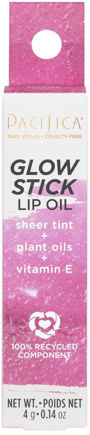 Pacifica Lipstick Oil – Glow Stick Lip Tint Oil - Hydrating Tinted Lip Balm with Vitamin E for Moisturized Lips, Sheer Tint & Natural Gloss, Vegan & Cruelty-Free, 0.14 oz (Sunrise)
