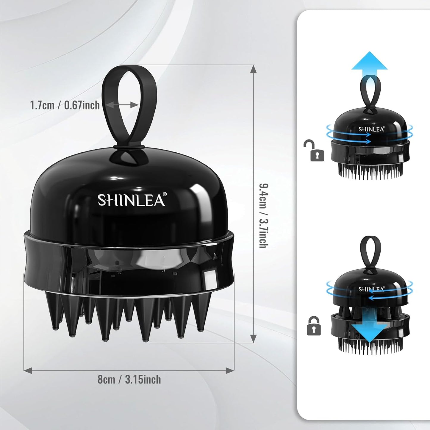 2 in 1 Scalp Massager Hair Growth,Scalp Scrubber with Soft Silicone Bristles for Dandruff Removal,Shampoo Brush for Exfoliation,Head Massager for Both Wet and Dry Use (Black)