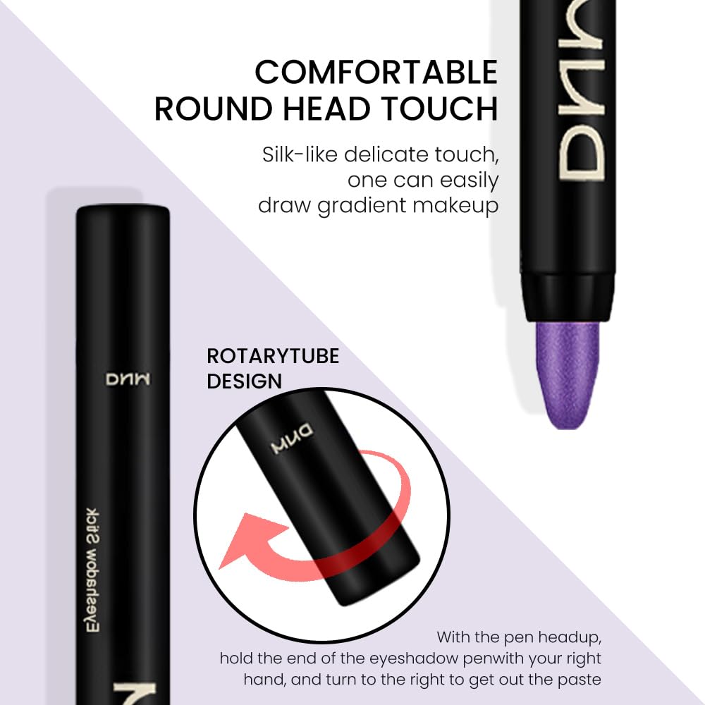 Kaely 2Pcs Cream Eyeshadow Sticks Set for Eyes Waterproof,Blue Shimmer & Purple Shimmer Matte Eye shadow Stick Pencil Pen Bulk sombras en crema para ojos 32+33