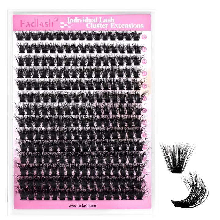 Lash Clusters 280pcs 80D 8-16mm Cluster Lashes Mixed Tray 3D Effect Volume Individual Lashes Cluster Eyelash Extensions Fluffy Soft D Curl DIY Lash Extension Kit at Home (80D-0.07-D,8-16mm)