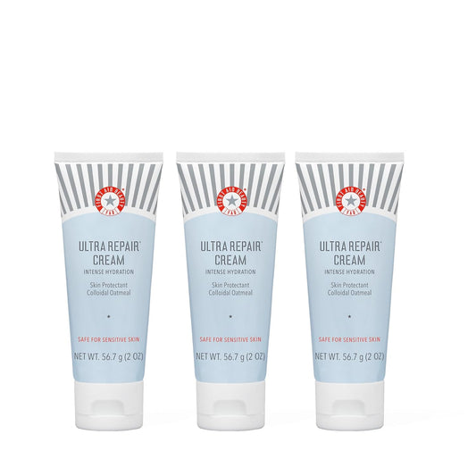 First Aid Beauty - Ultra Repair Cream, Intense Hydration Whipped Colloidal Oatmeal, Clinically Proven to Strengthen Skin Barrier in 7 Days & Helps Relieve Eczema, Luxury Moisturizer, 2 oz, 3 ct