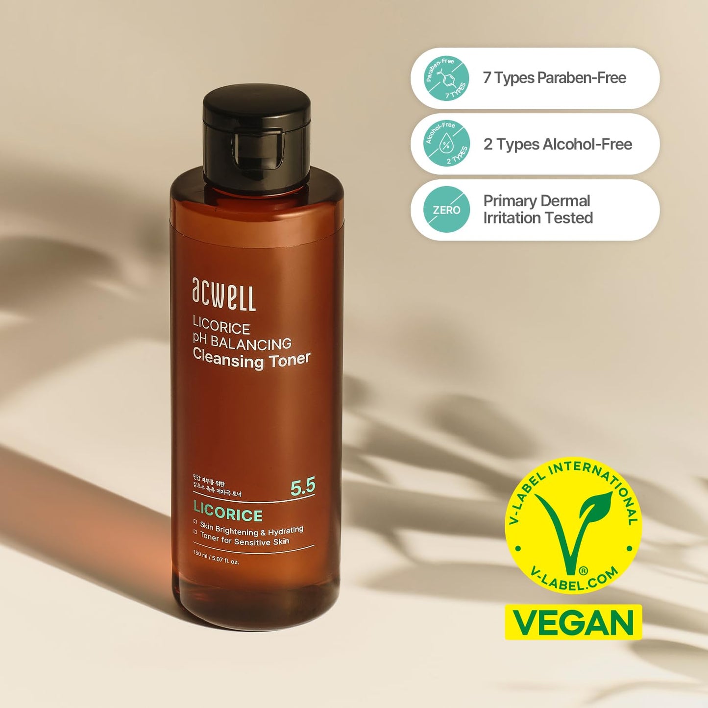 ACWELL Licorice pH Balancing Korean Toner for Cleansing 10.14 fl.oz. - Alcohol-Free PH5.5 Hydrating Facial Astringent - Skin Clarifying & Hydration Boosting Toner