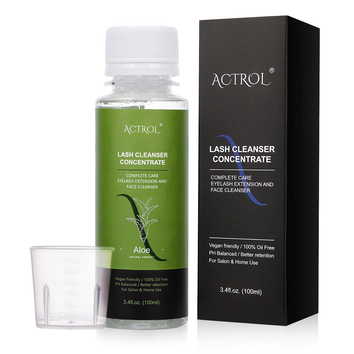 Eyelash Shampoo Concentrate 100ml Lash Extensions Cleanser Concentrate Aloe Foaming Shampoo DIY Paraben & Sulfate Free Wash for Extensions Lashes with Salon Home Care-Makes