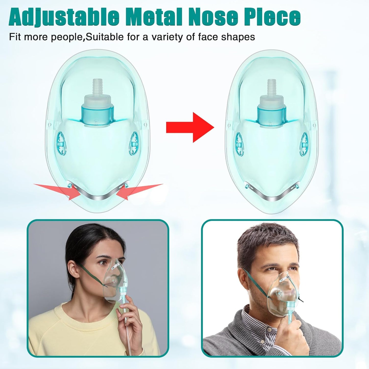 Geiserailie 3PCS S/M/L Size Oxygen Mask for Adult with 6.6 Ft Tubing and Adjustable Elastic Strap, Adult Oxygen Mask with Tubing for Connecting