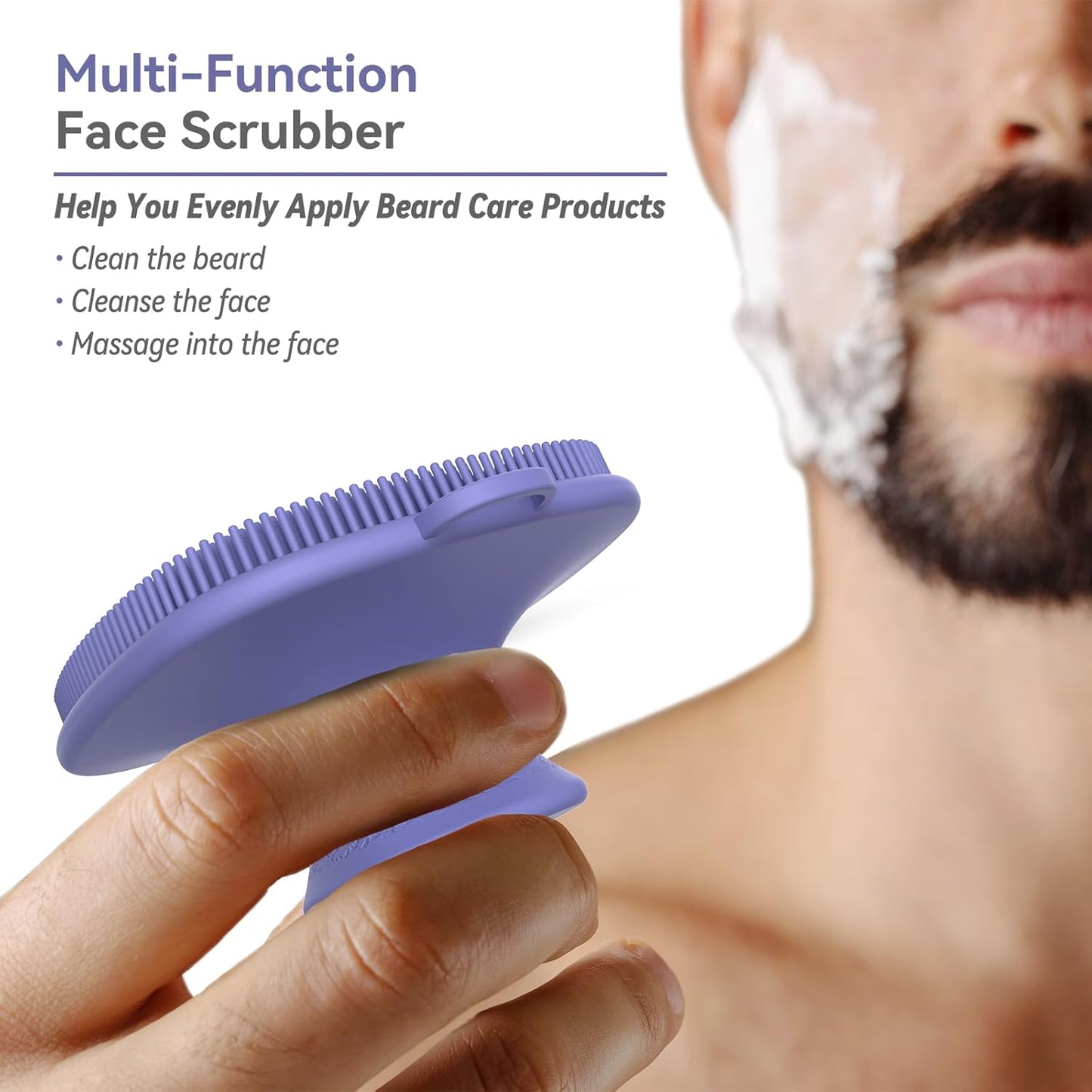 2 Pack Face Scrubber,Silicone Facial Cleansing Brush for Men & Women,Reusable Gentle Facial Waterproof Cleansing Skin Brush Exfoliating Scrubber for Sensitive Skin (Gray+Purple)