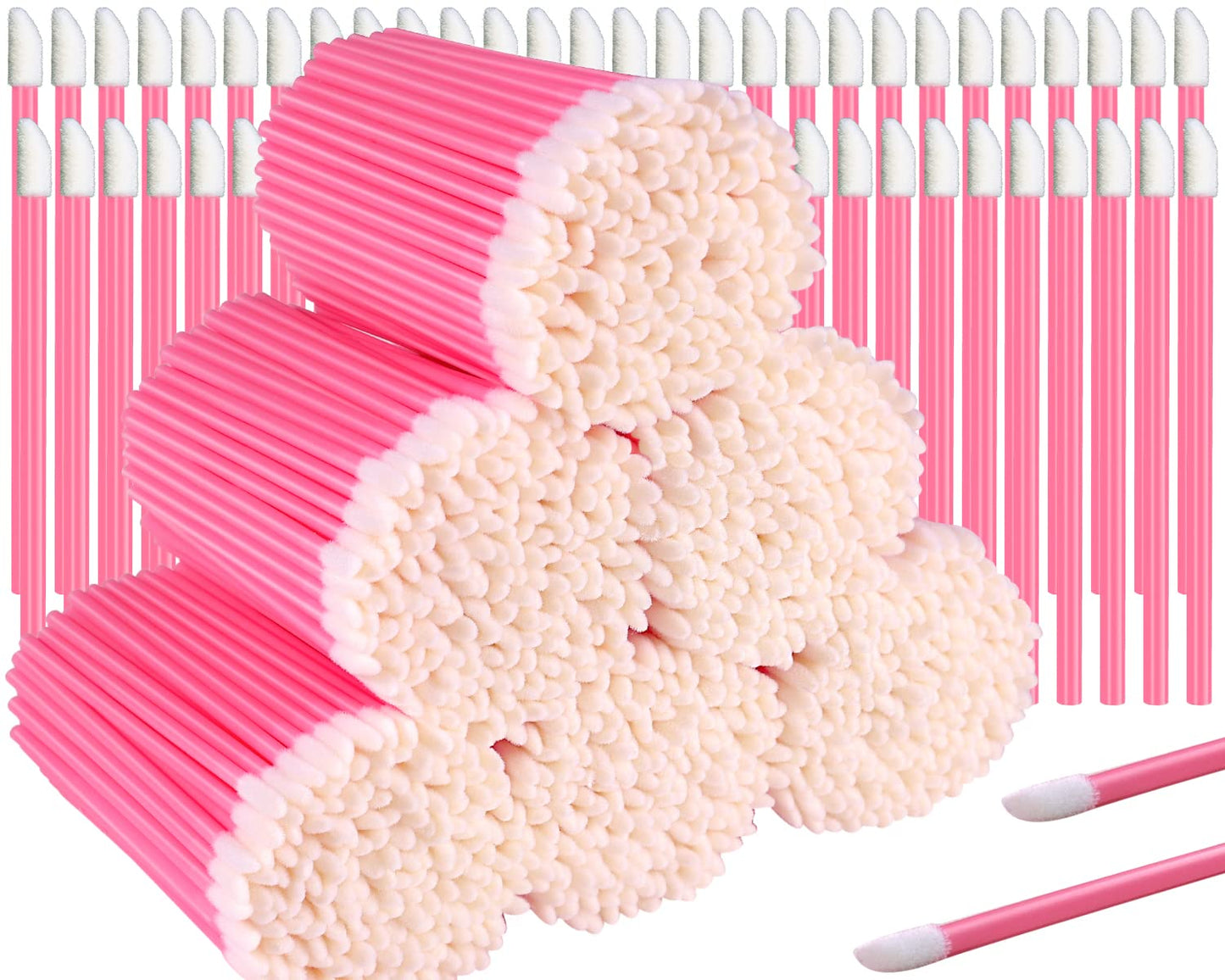 Teenitor 600 Pcs Lip Applicators Disposable Lip Brush, Lip Wands Applicators, Lipstick Applicators Disposable Doe Foot Applicator Lip Brush Wands Pink