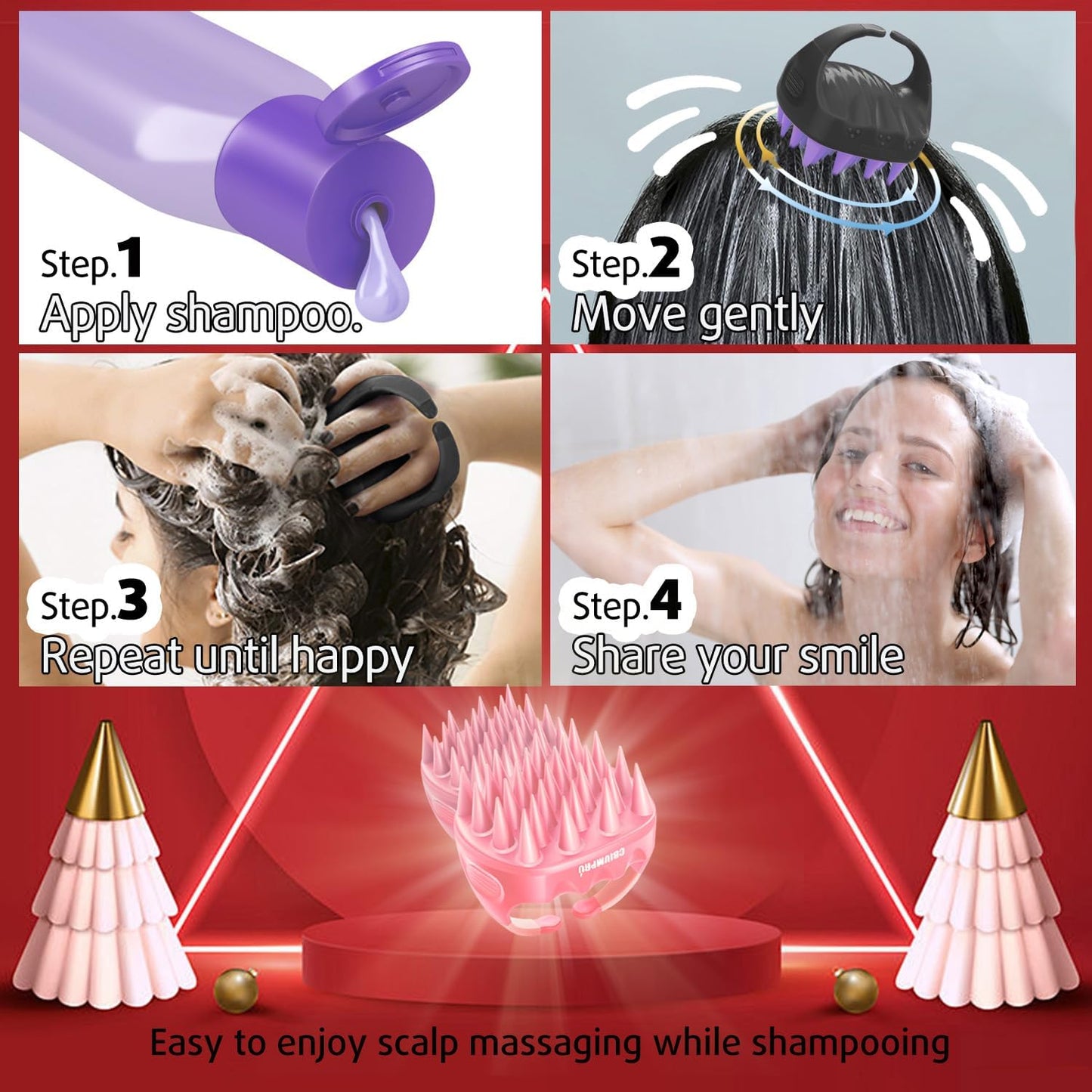 Cbiumpro 2-Pack Scalp Massager Shampoo Brush, Ultra Soft Silicone Scalp Scrubber Exfoliator Brush for Hair Growth & Dandruff Removal - 100% Fit All Hair Types