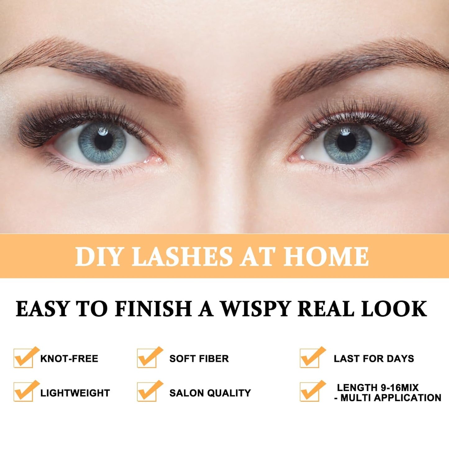 B&Q Lash Clusters 40D-D-13 Individual Lashes 280 Clusters False Eyelash 10D 20D 30D 40D Lash Clusters Extensions Individual Lashes Cluster DIY Eyelash Extensions at Home (40D-D,13MM)