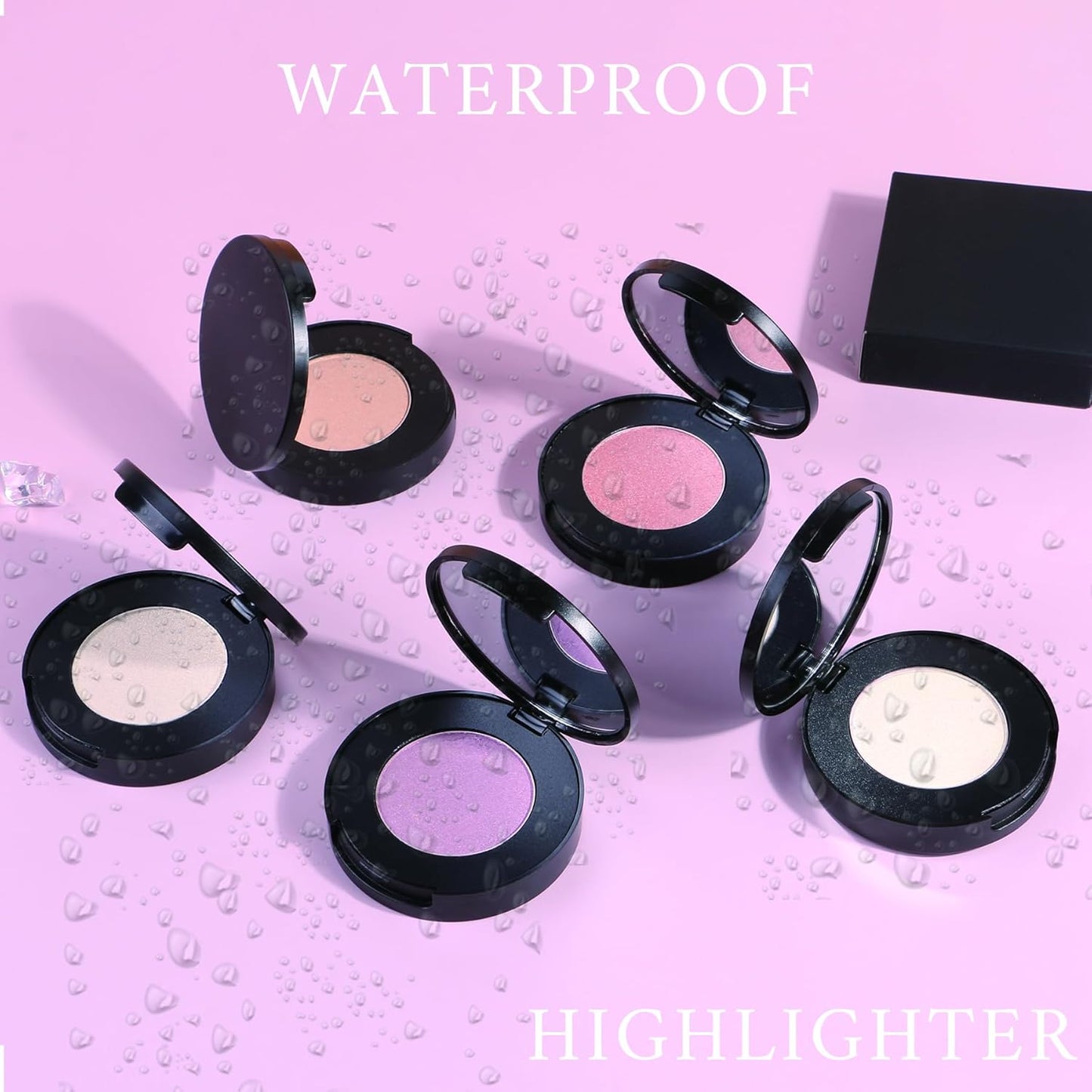 Face Highlighter Powder Palette, Glossy Glitter Illuminator Powder, Shimmer Shades for Face Highlighter Makeup, Highly Pigmented Natural Shiny Highlight Makeup Illuminator Highlighter 1