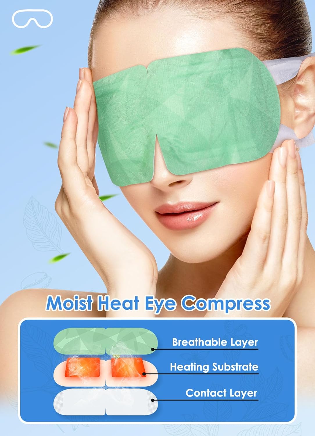 30 PACK Steam Eye Mask for Dry Eyes, Eye Mask Warm Compress 45Mins, Moist Heated Eye Masks forDark Circles Puffiness Eye Bag, Travel Portable Business Office