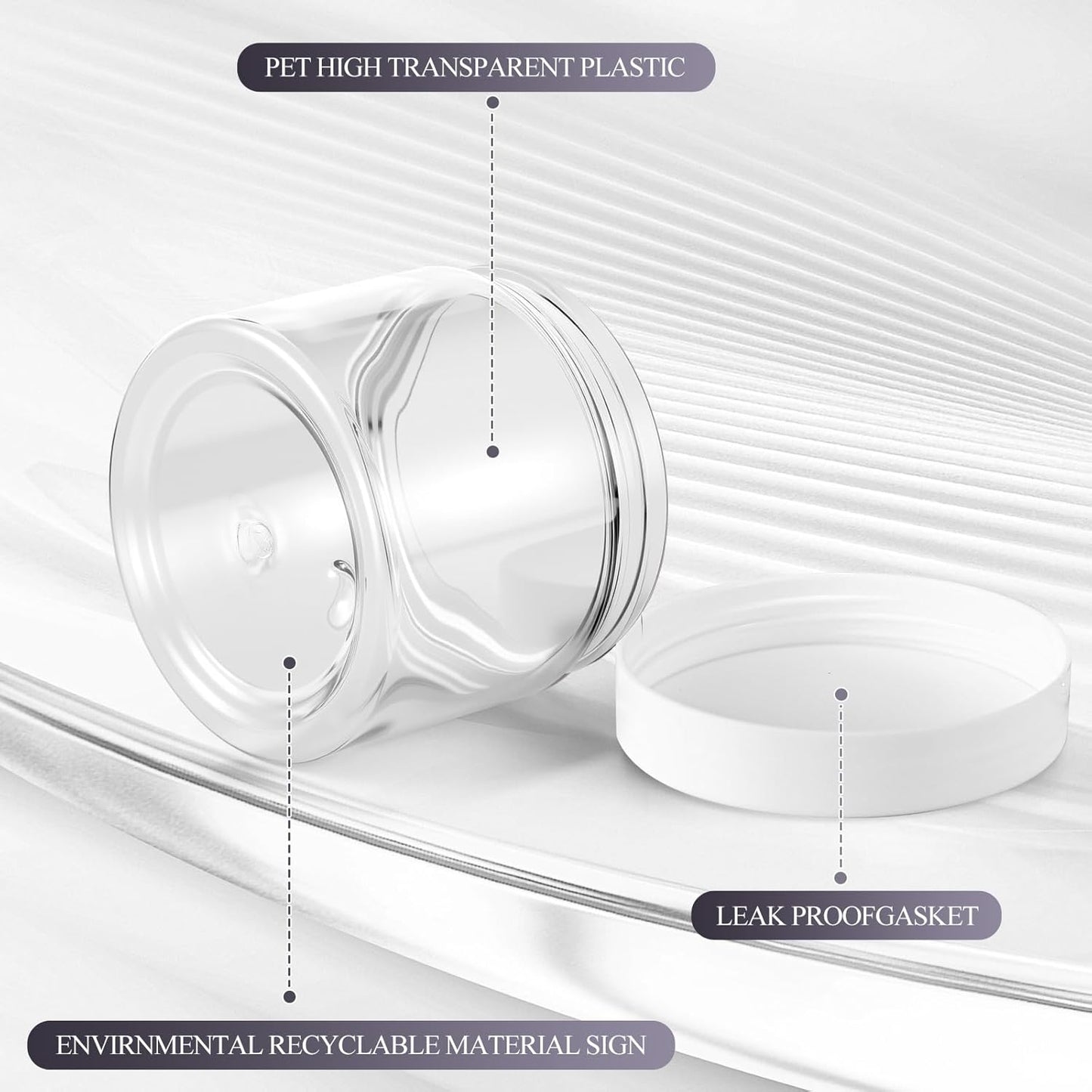 SATINIOR 36 Pieces 6 oz Plastic Jars with Lids Wide Mouth Airtight Reusable Container Acrylic Cosmetic Small Jars for Lotions Ointments Travel Toiletries Creams Make up Storage(White)