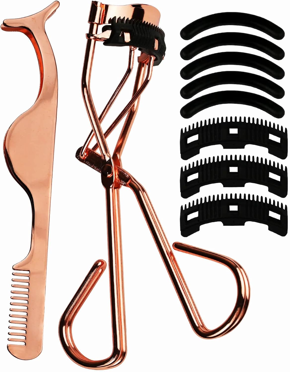 Eyelash Curlers with Comb and Eyelash Applicator Tweezers with Comb IMMER LIEBEN Press for 10 Seconds to Naturally Curl Your Lashes Rose Gold