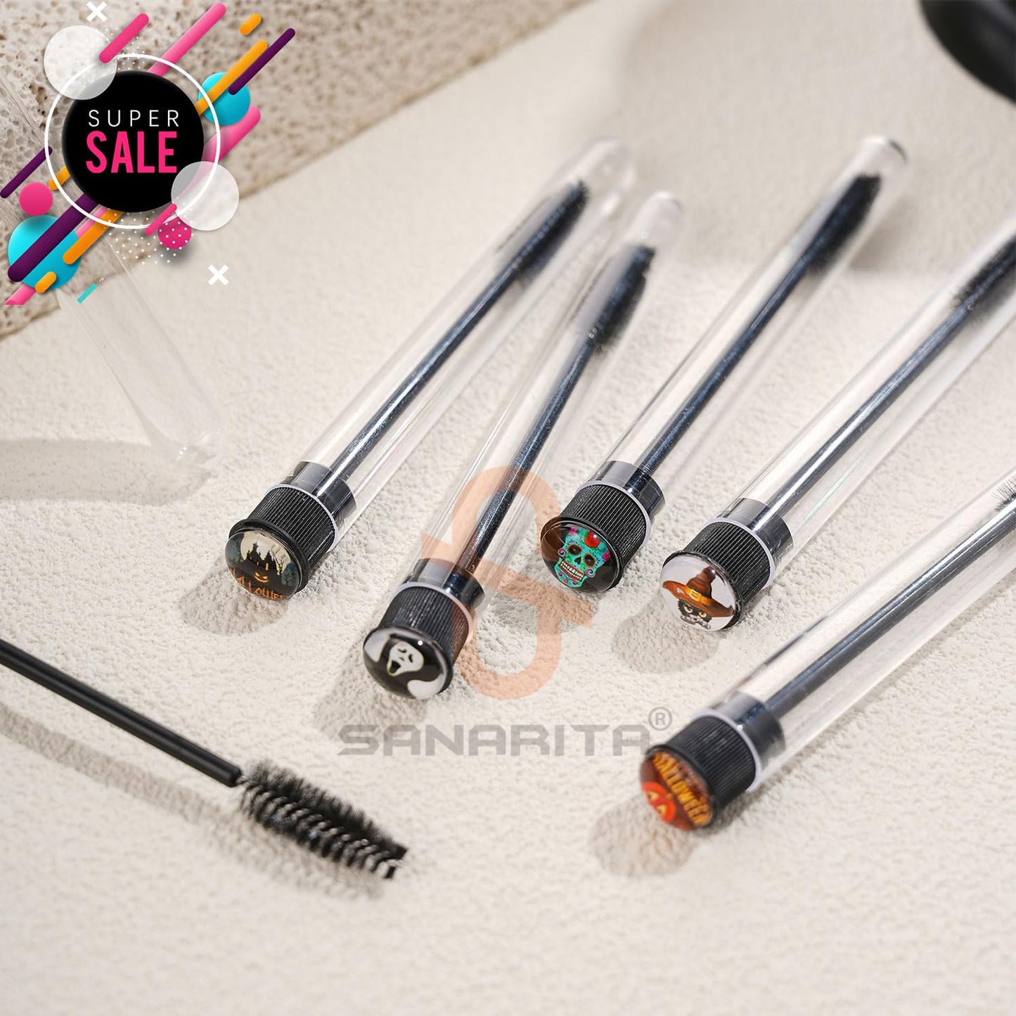 20 Pcs Disposable Mascara Wands Set,Include 10Pcs Crystal Lash Spoolies Brush and 10 Pcs Reusable Empty Eyelash Brush Tubes Halloween Party Decration