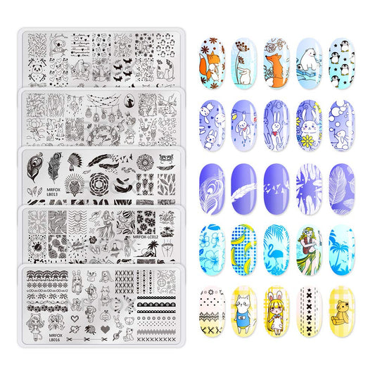 Mr. Fox Nailed Board Set Feather Fox Rabbit Easter Tropical Beach Fruit Bear Cartoon Art DIY Hot Print Template