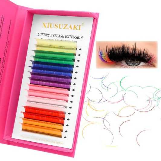 Eyelash Extensions Colored Lashes Extension 0.07 D Curl Lashes 11mm Classic Lash Extensions Soft Individual Lashes 16 Rows Natural False Eyelashes Volume Lashes Professional Use(Colored,0.07-D,11mm)