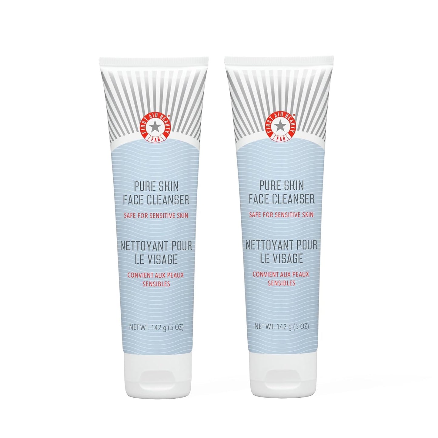 First Aid Beauty - Pure Skin Face Cleanser, Effectively Removes Makeup, Dirt, & Impurities, Gentle Cleanser Leaves skin Soft & Supple, Fragrance Free (5 oz, 2 ct)