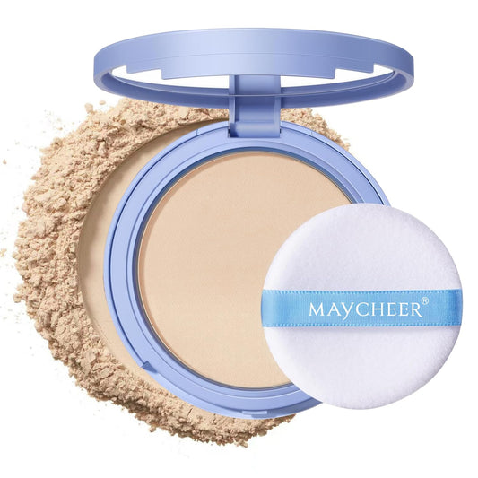 Oil Control Face Pressed Powder, Matte and Smooth Translucent Powder Setting Powder Makeup, Waterproof Long Lasting Finishing Face Powder, Cruelty-free, 0.35Oz (01 White)